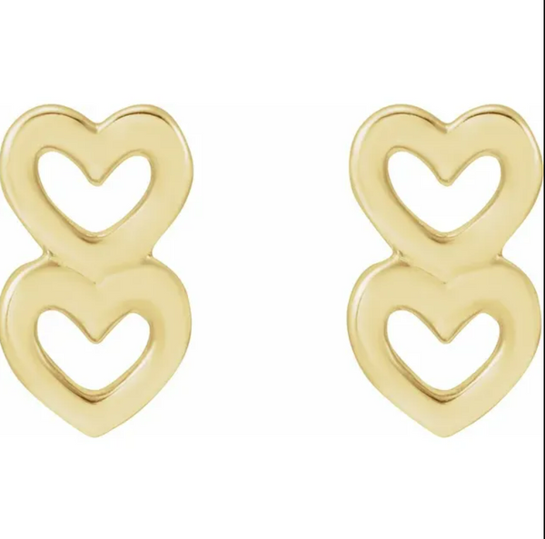 Mini Double Heart Outline Drop Earrings