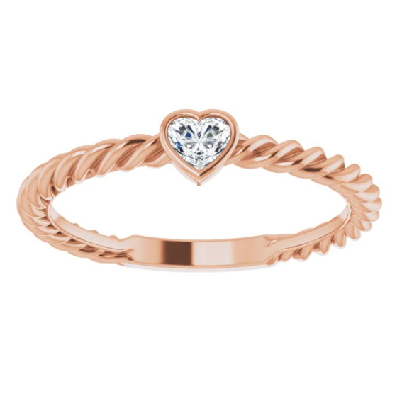 Heart Rope Twist Diamond Ring