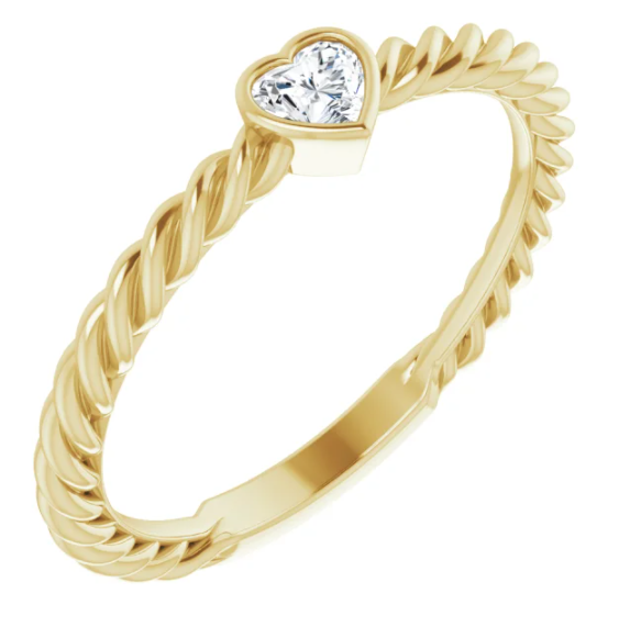 Heart Rope Twist Diamond Ring