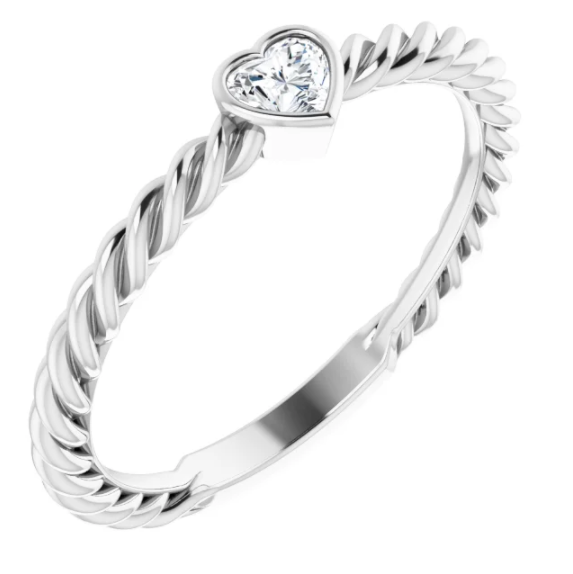 Heart Rope Twist Diamond Ring