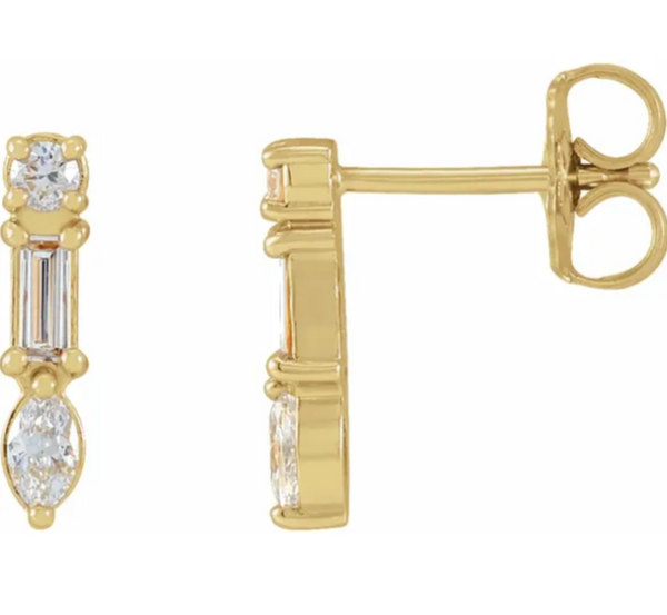 Multi-Stone Bar Earring