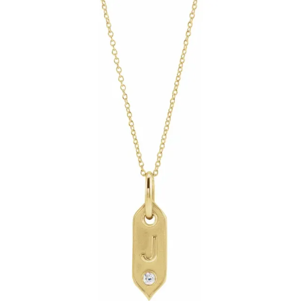 Vertical Hexagon Diamond Initial Necklace