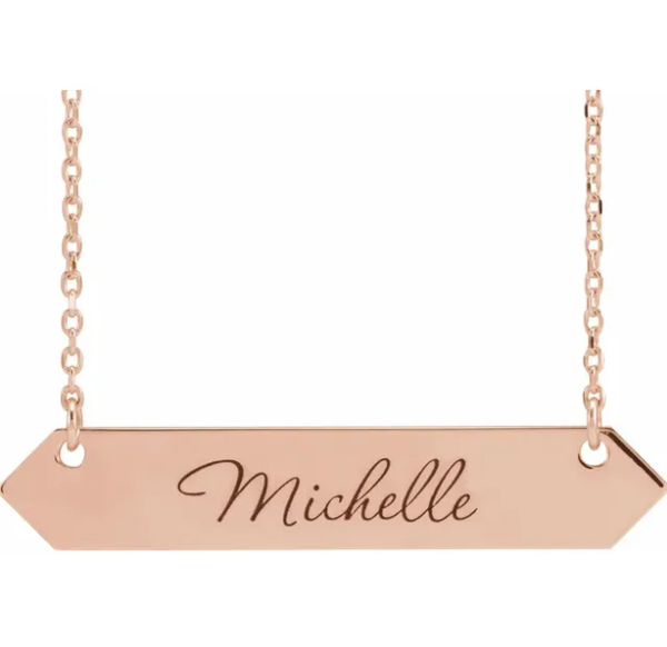 Hexagon Engravable Bar Necklace