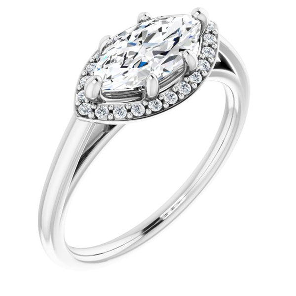 East-West Marquise Halo with Plain Shank