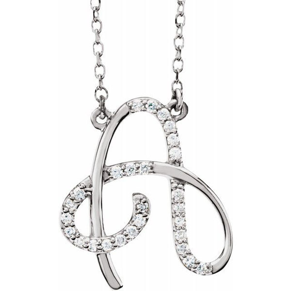 Alphabet Cursive/Script Diamond Letter Necklace
