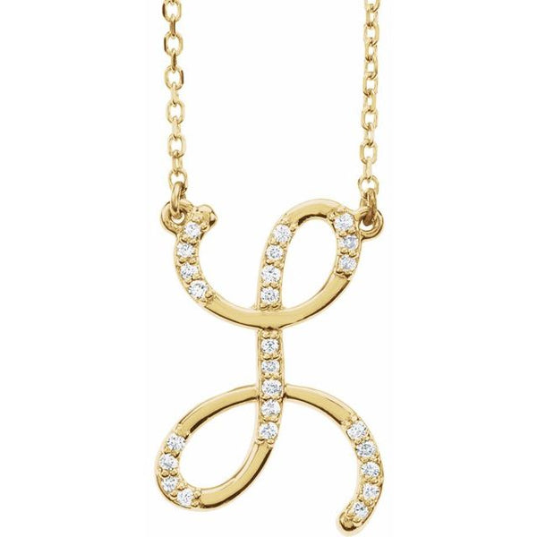 Alphabet Cursive/Script Diamond Letter Necklace