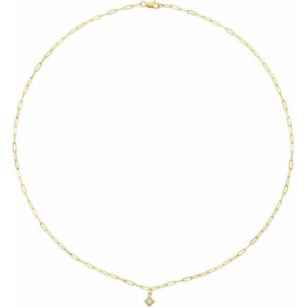 Princess Cut Diamond Bezel Necklace