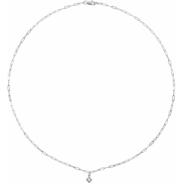 Princess Cut Diamond Bezel Necklace