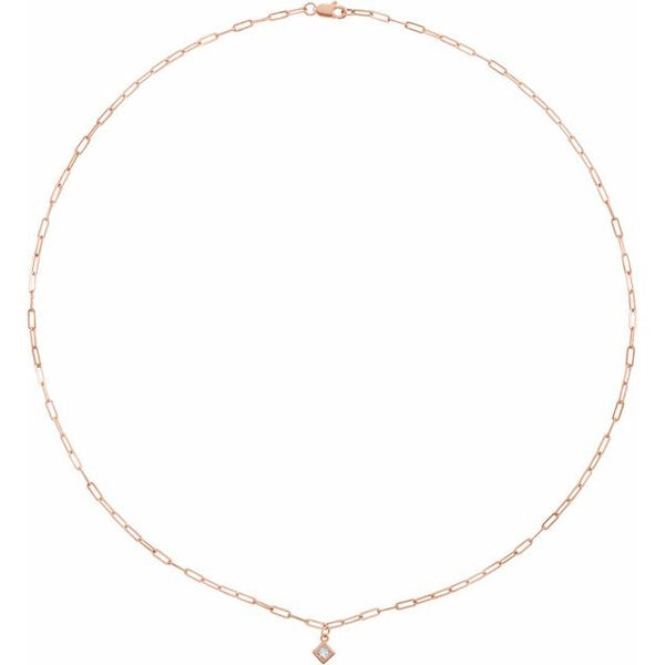 Princess Cut Diamond Bezel Necklace