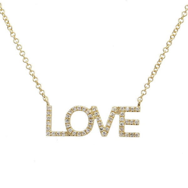 "love" diamond block necklace