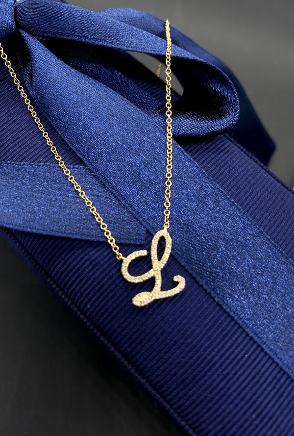 Alphabet diamond cursive/script necklace