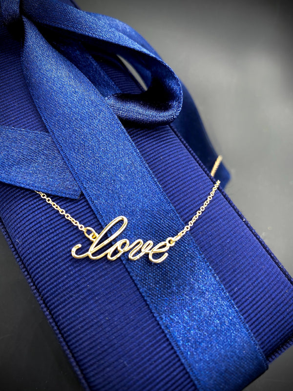 "love" cursive script necklace