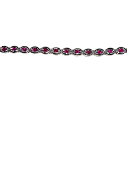 Round Ruby Bezel Tennis Bracelet