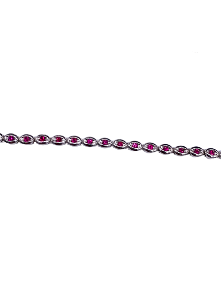 Round Ruby Bezel Tennis Bracelet