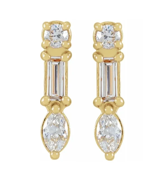 Multi-Stone Bar Earring