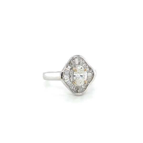 Retro Oval Kite Shaped Halo Ring