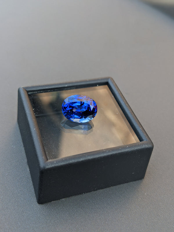 55Carat Natural Blue Sapphire Men's Ring - Sterling Silver Oval Birthstone Ring Sizes 4-13