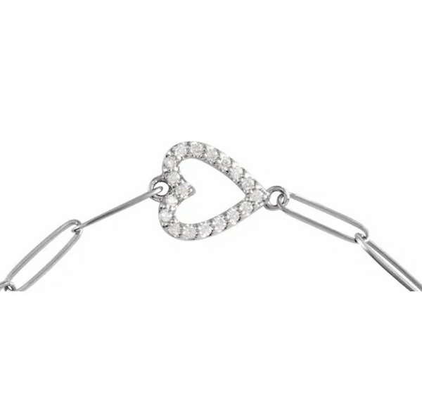 Diamond Heart Chain-Link Bracelet