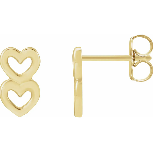 Mini Double Heart Outline Drop Earrings