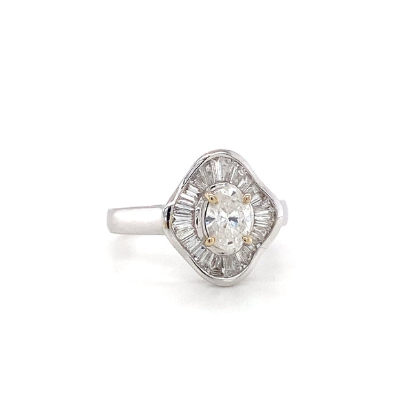 Retro Oval Kite Shaped Halo Ring