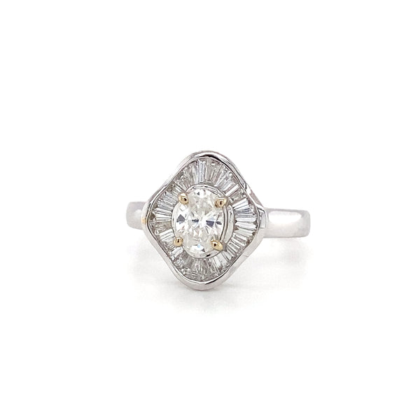 Retro Oval Kite Shaped Halo Ring