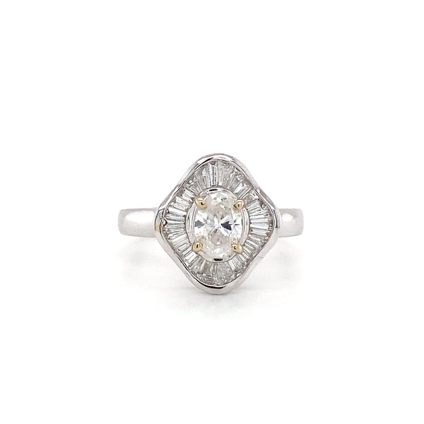 Retro Oval Kite Shaped Halo Ring