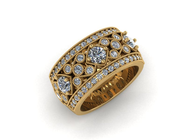 Grace - Wide Diamond Vintage Inspired Band