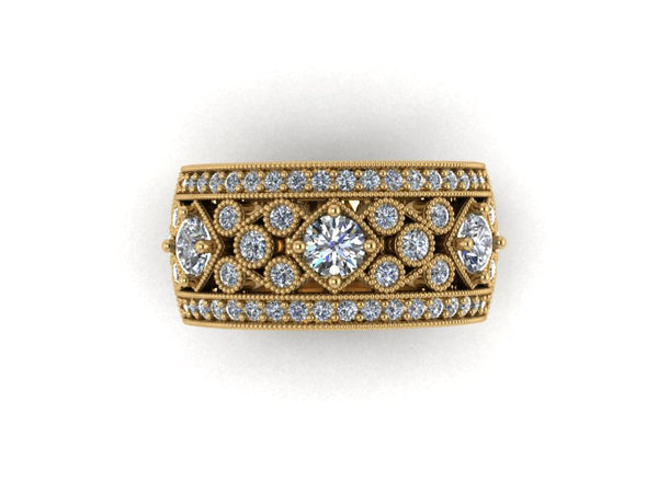 Grace - Wide Diamond Vintage Inspired Band