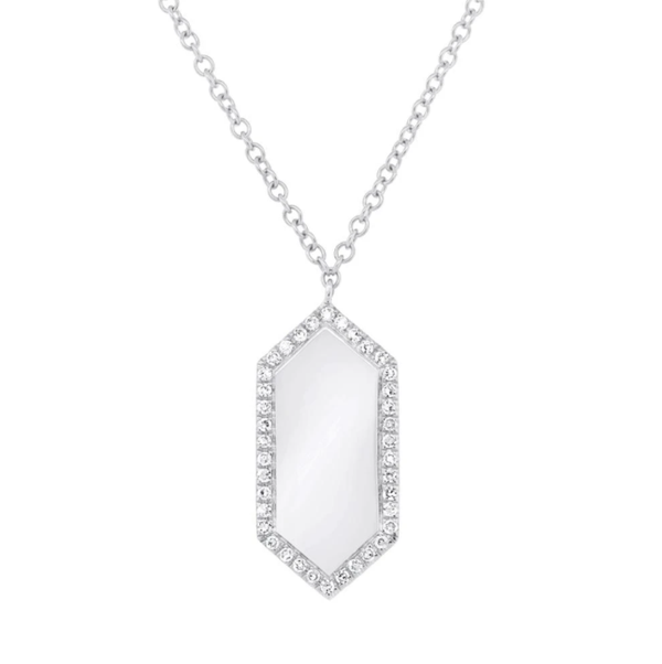 North South Hexagon Diamond ID Necklace