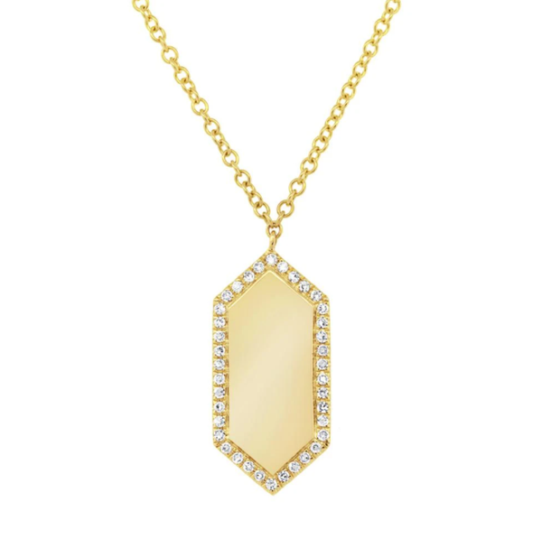 North South Hexagon Diamond ID Necklace