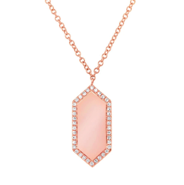 North South Hexagon Diamond ID Necklace