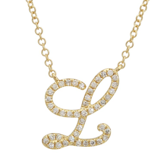 Alphabet diamond cursive/script necklace