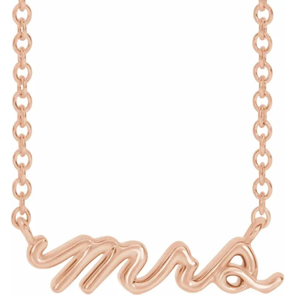 "mrs" cursive script necklace
