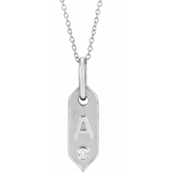 Vertical Hexagon Diamond Initial Necklace
