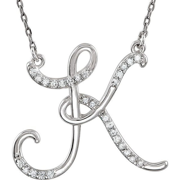Alphabet Cursive/Script Diamond Letter Necklace