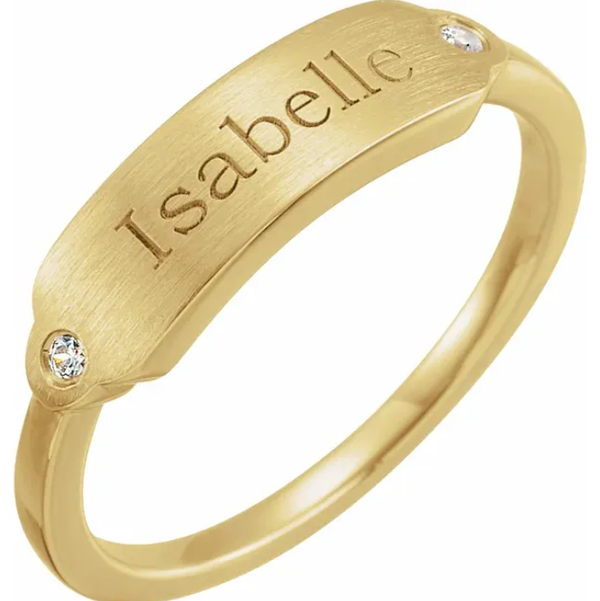 Signet Ring with Bezel Diamonds