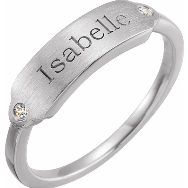 Signet Ring with Bezel Diamonds