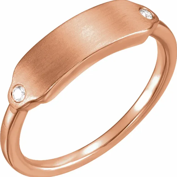 Signet Ring with Bezel Diamonds