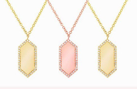 North South Hexagon Diamond ID Necklace