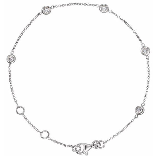 Diamond Bezel Set Station Bracelet