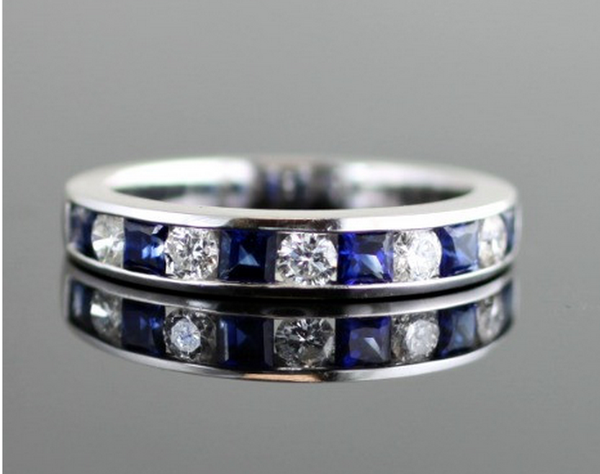 Diamond and Sapphire Channel Set Band