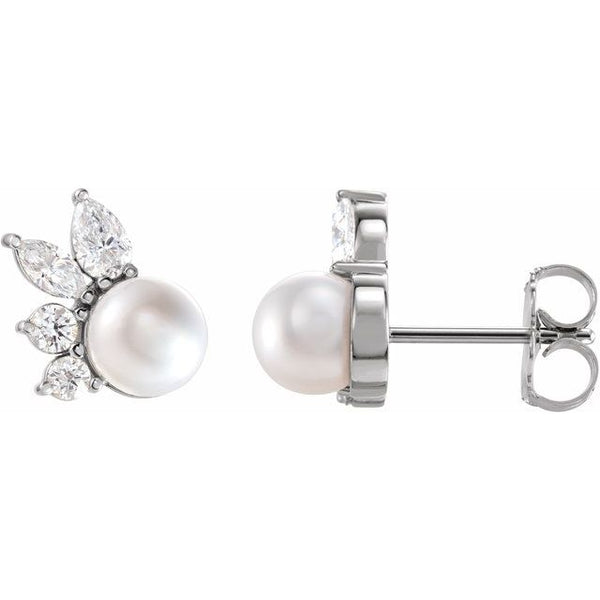 Pearl and Diamond Cluster Earring
