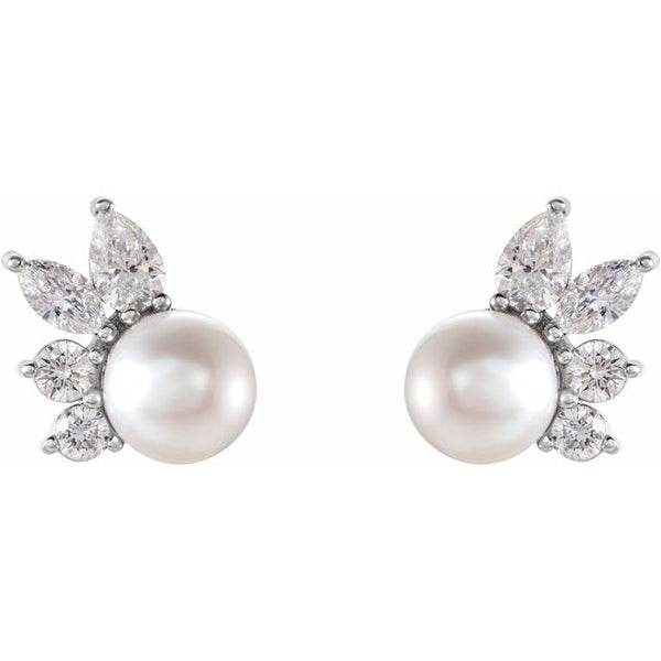 Pearl and Diamond Cluster Earring