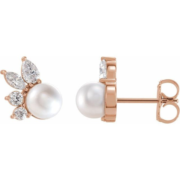 Pearl and Diamond Cluster Earring