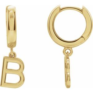 Alphabet block letter huggie earring