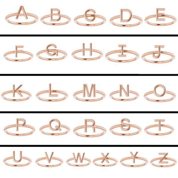 Alphabet block letter ring