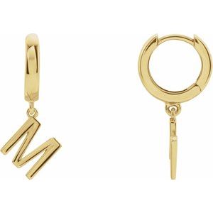 Alphabet block letter huggie earring
