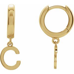 Alphabet block letter huggie earring