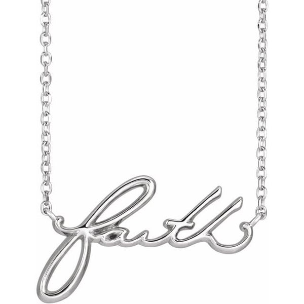 "faith" cursive script necklace