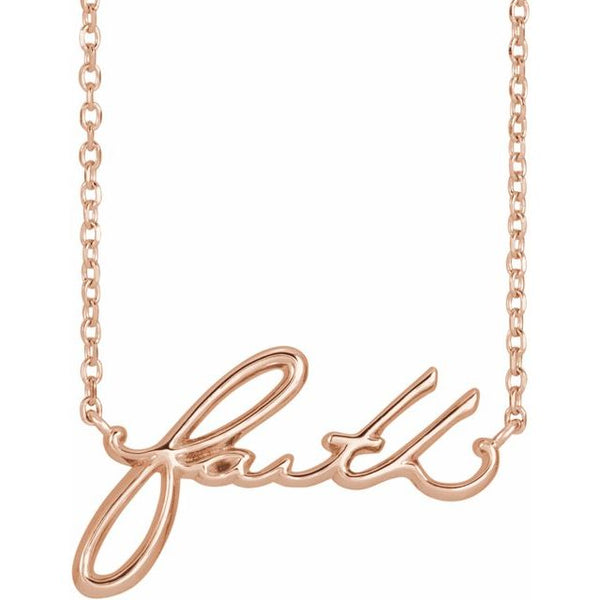 "faith" cursive script necklace